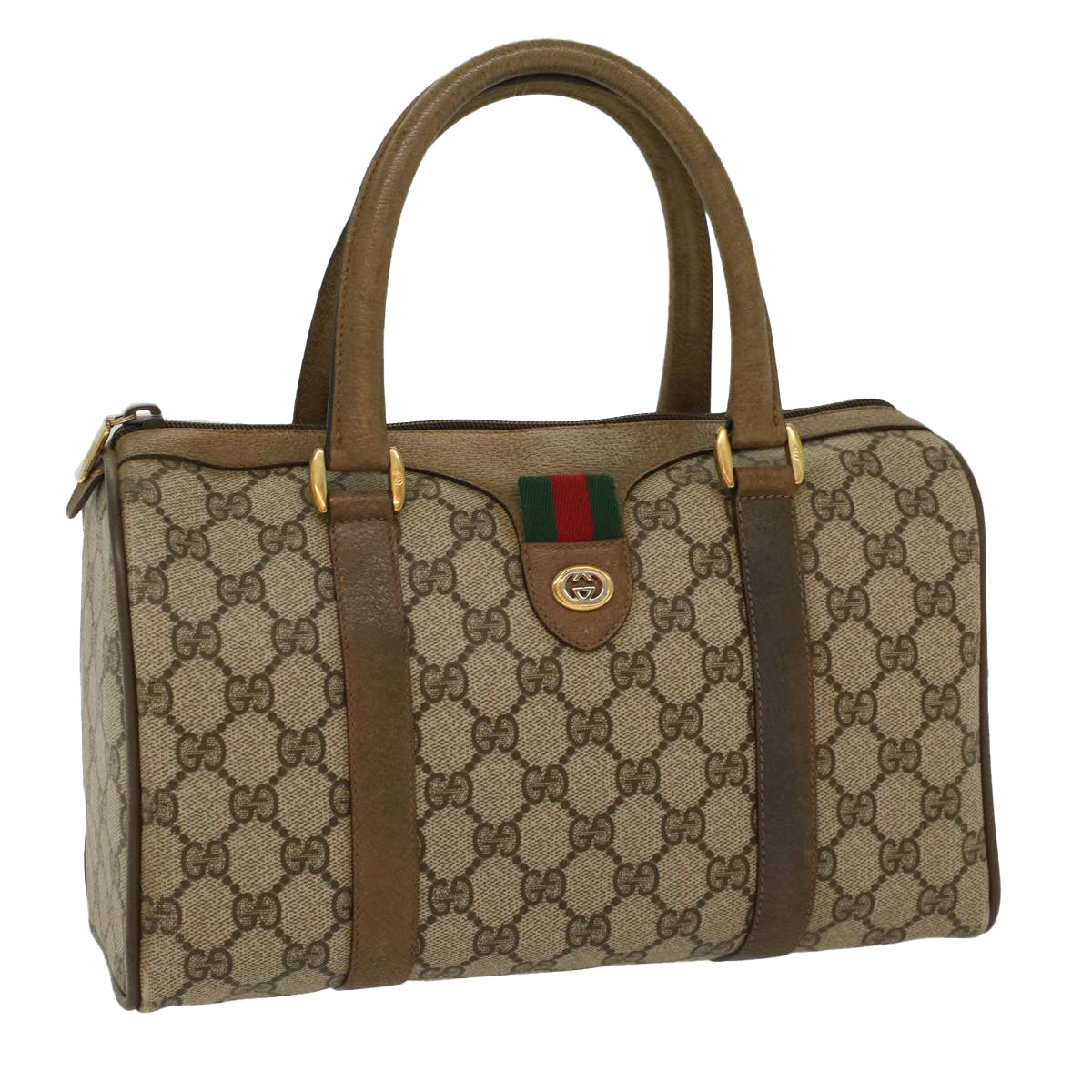 GUCCI GG Canvas Web Sherry Line Boston Bag Beige Red Green 116.02.006 50790