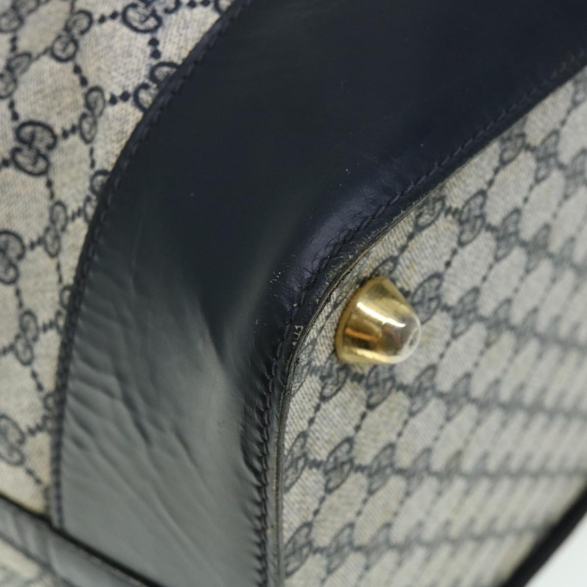 GUCCI GG Canvas Sherry Line Boston Bag PVC Leather Gray Red Navy 50793