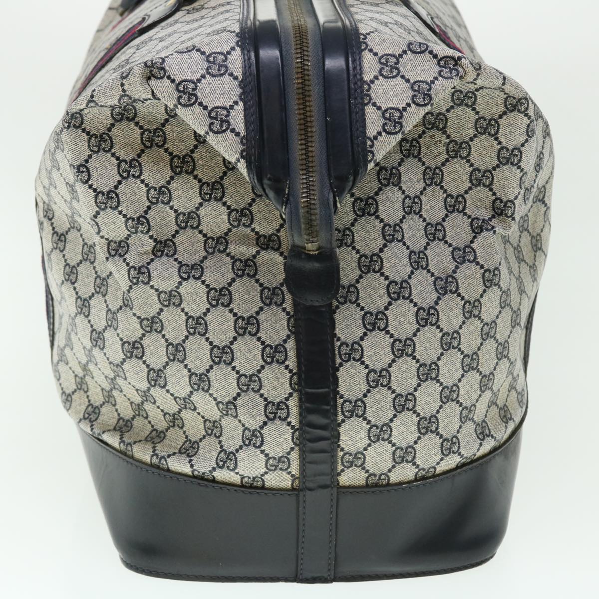 GUCCI GG Canvas Sherry Line Boston Bag PVC Leather Gray Red Navy 50793