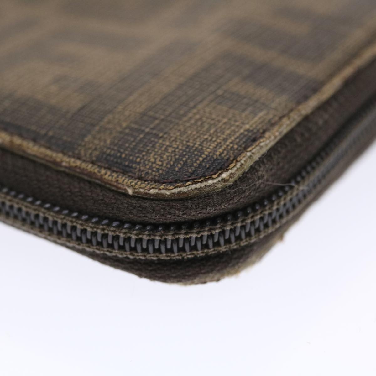 FENDI Zucca Canvas Long Wallet Black Brown 50814