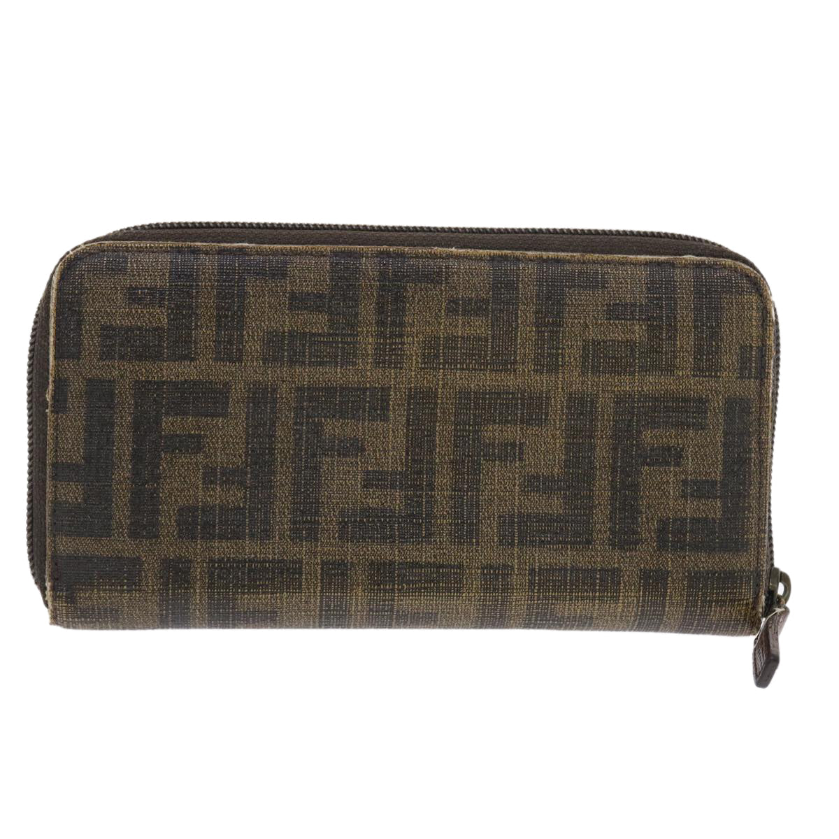 FENDI Zucca Canvas Long Wallet Black Brown 50814