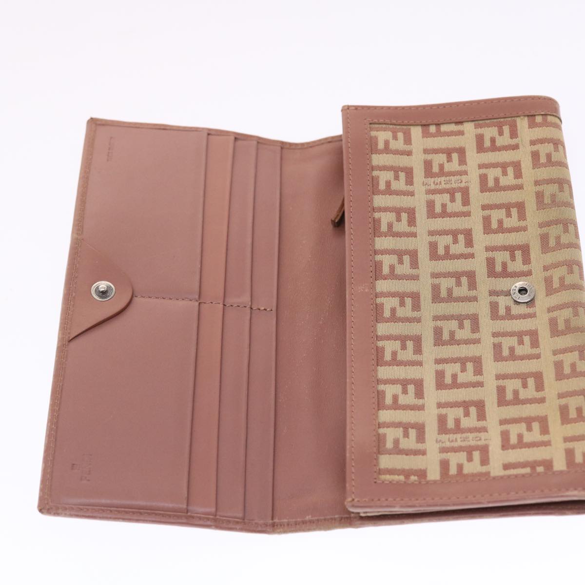 FENDI Zucchino Canvas Long Wallet Pink 50821