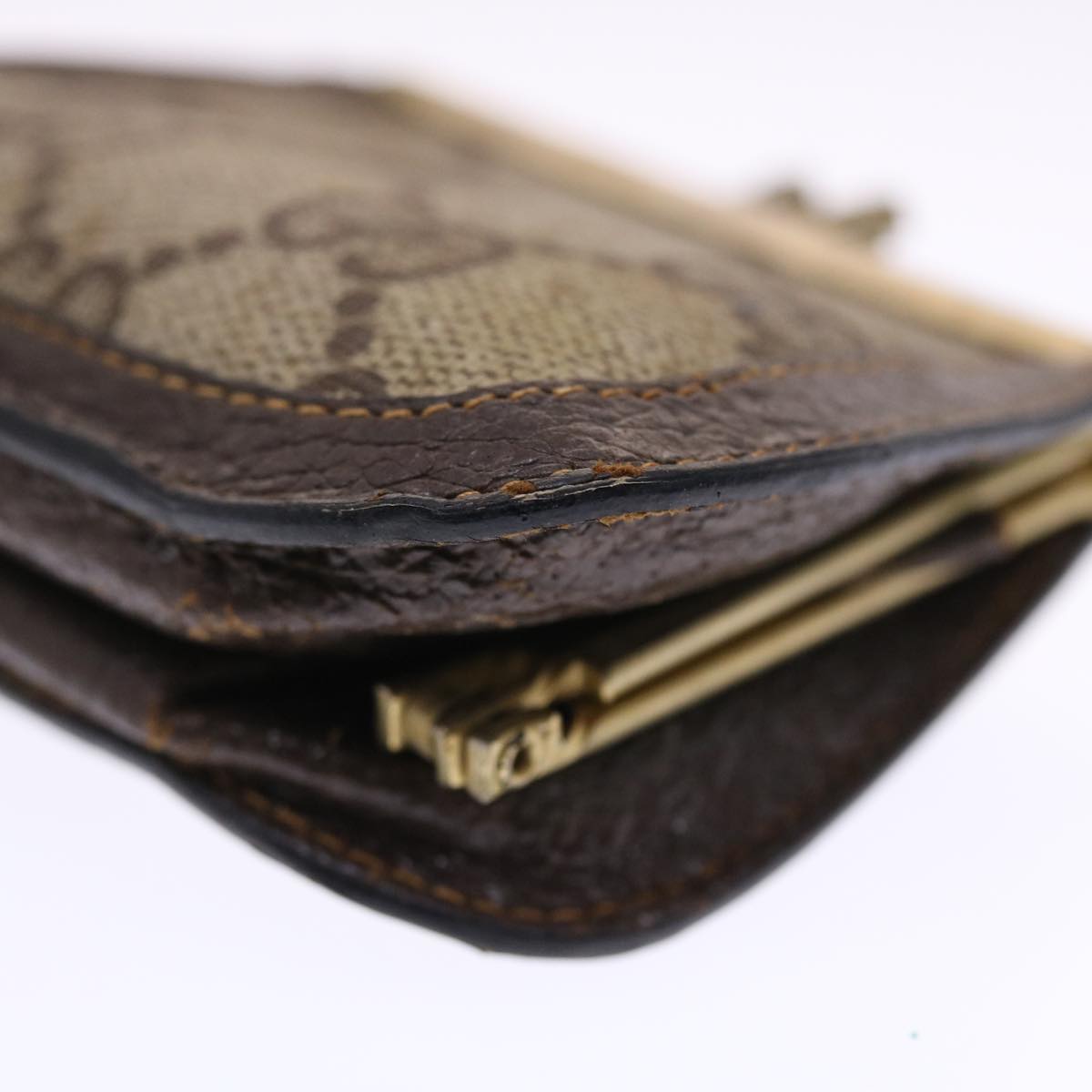 GUCCI GG Canvas Coin Purse PVC Leather Beige 50822