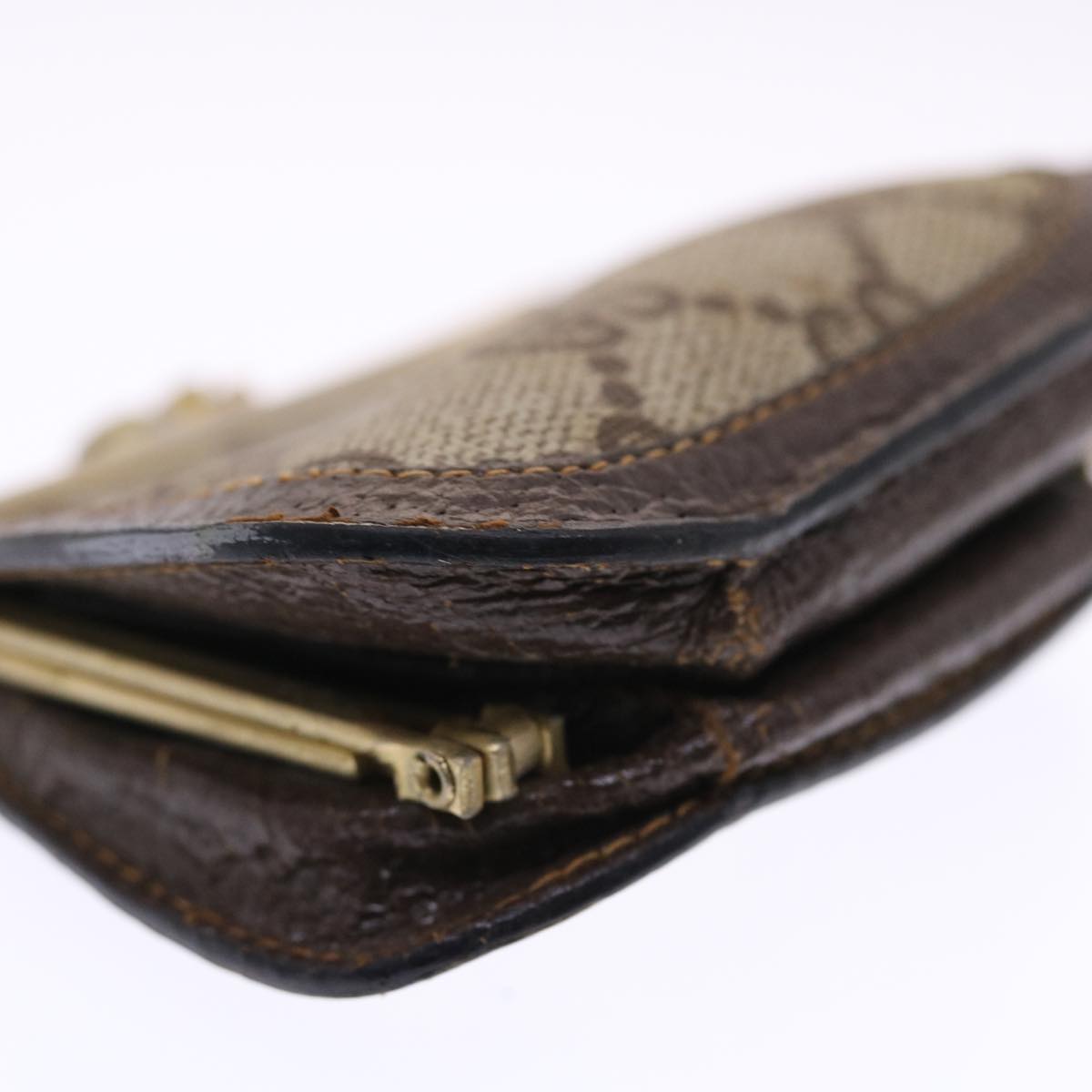 GUCCI GG Canvas Coin Purse PVC Leather Beige 50822