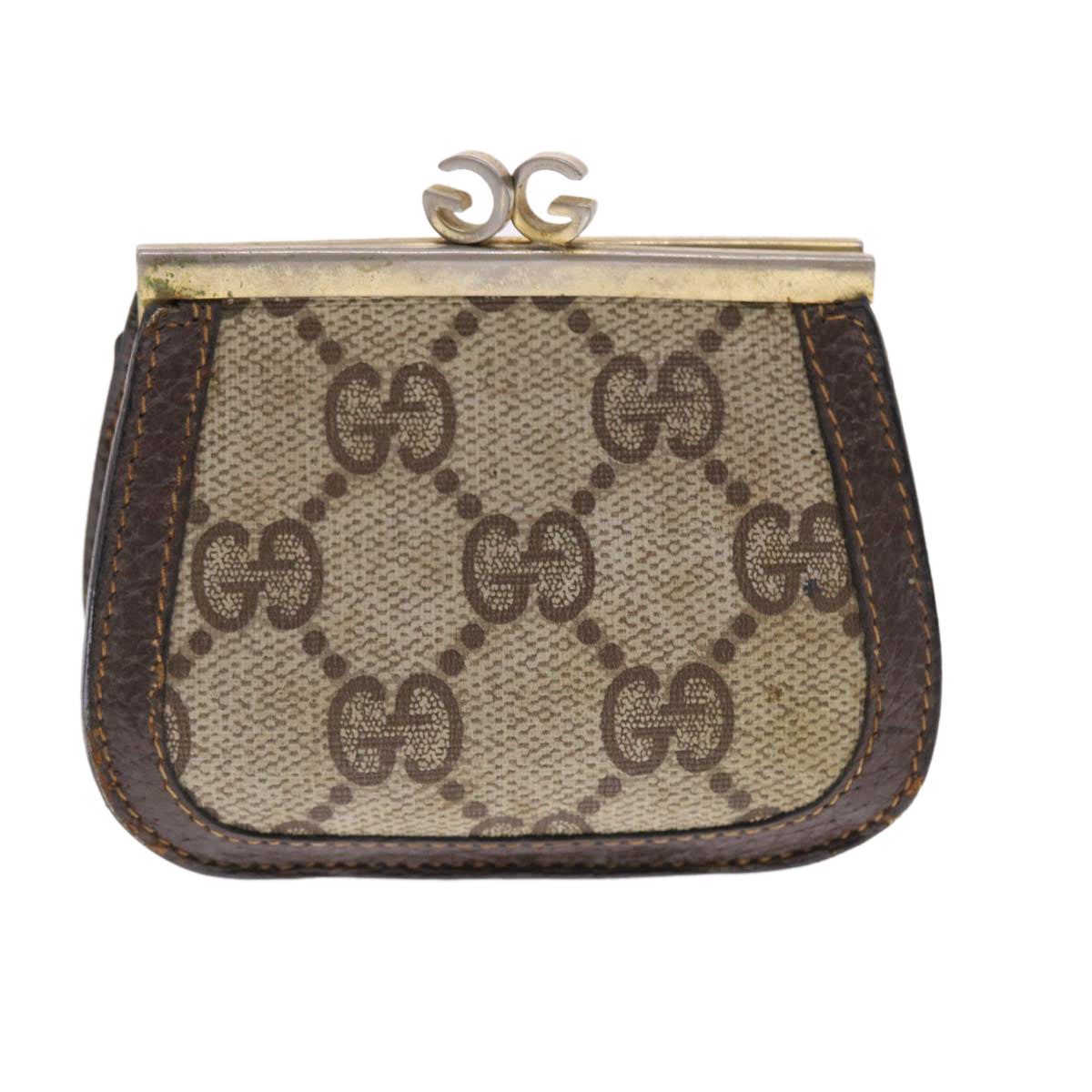 GUCCI GG Canvas Coin Purse PVC Leather Beige 50822