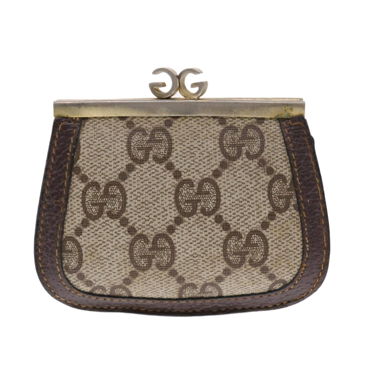 GUCCI GG Canvas Coin Purse PVC Leather Beige 50822