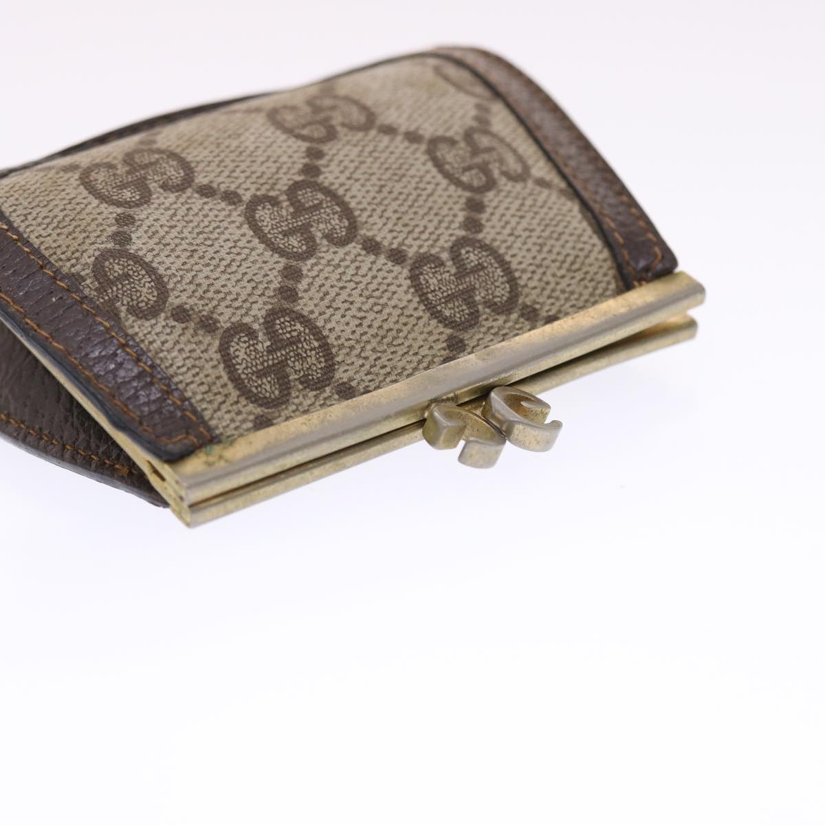 GUCCI GG Canvas Coin Purse PVC Leather Beige 50822
