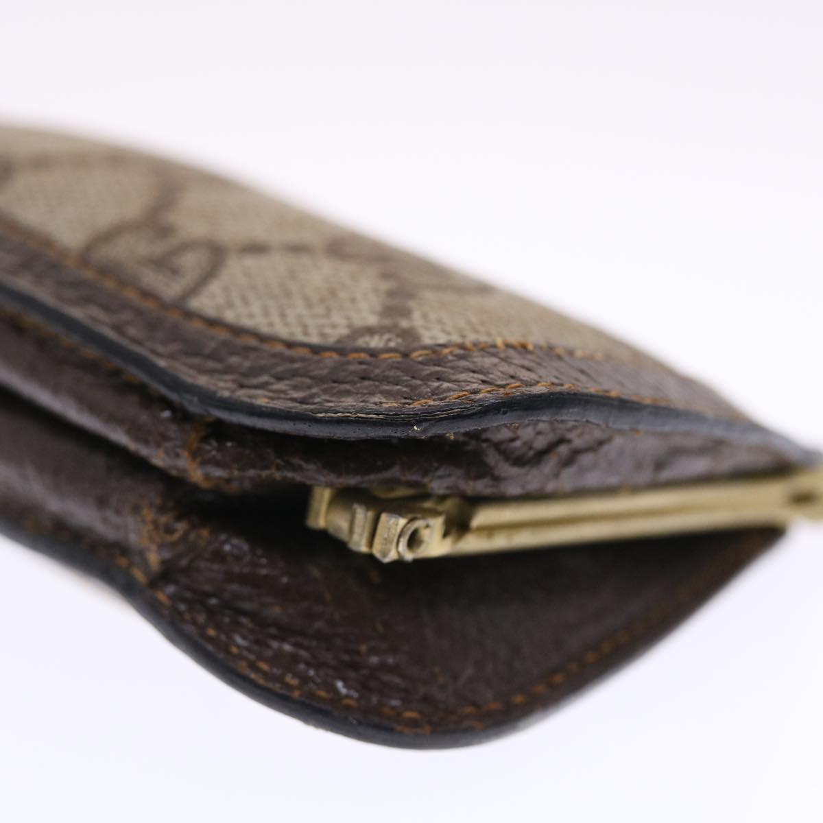 GUCCI GG Canvas Coin Purse PVC Leather Beige 50822