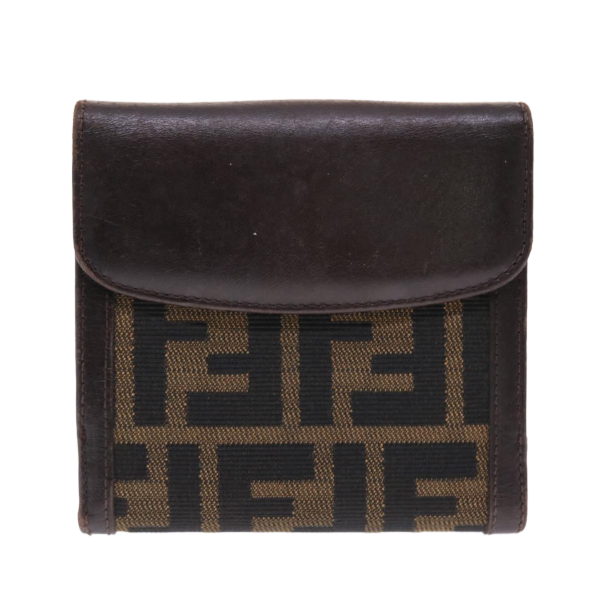 FENDI Zucca Canvas Wallet Black Brown 50832