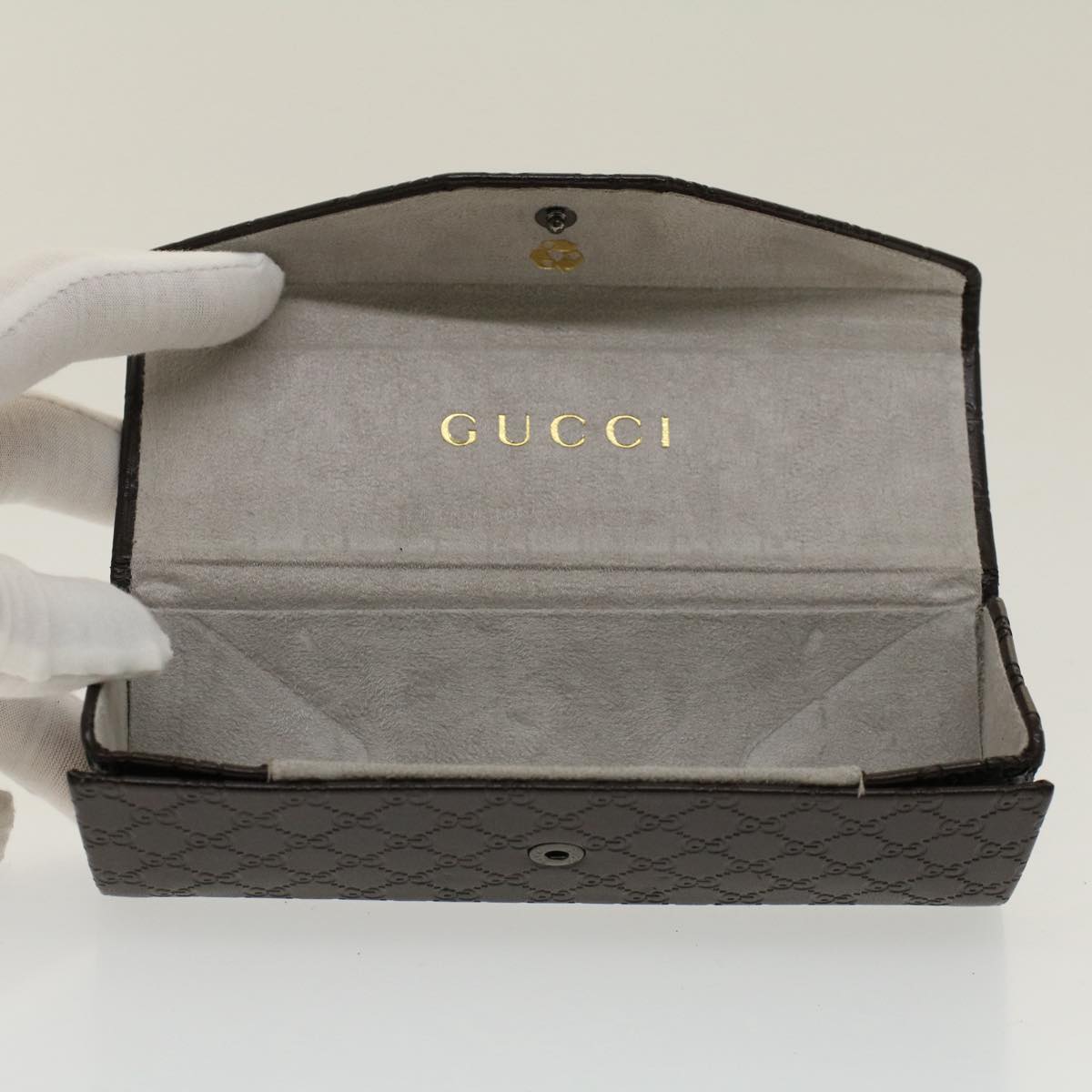 GUCCI Micro GG Canvas Guccissima Glasses Case Black 50846