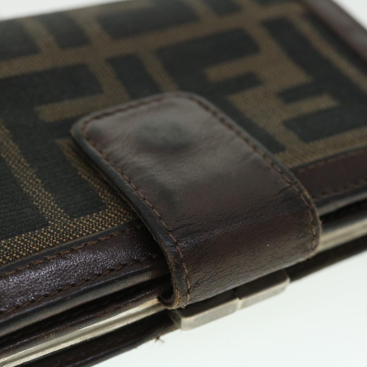 FENDI Zucca Canvas Wallet Black Brown 50849