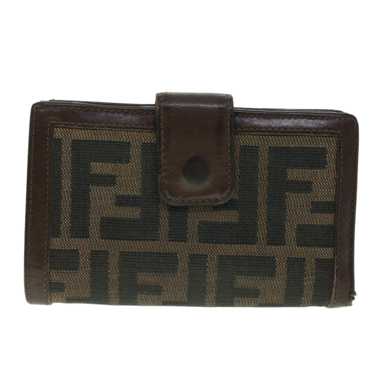 FENDI Zucca Canvas Wallet Black Brown 50849