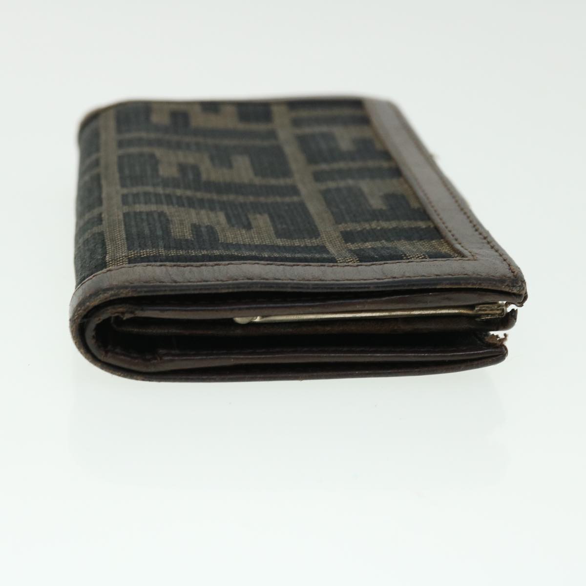 FENDI Zucca Canvas Wallet Black Brown 50849