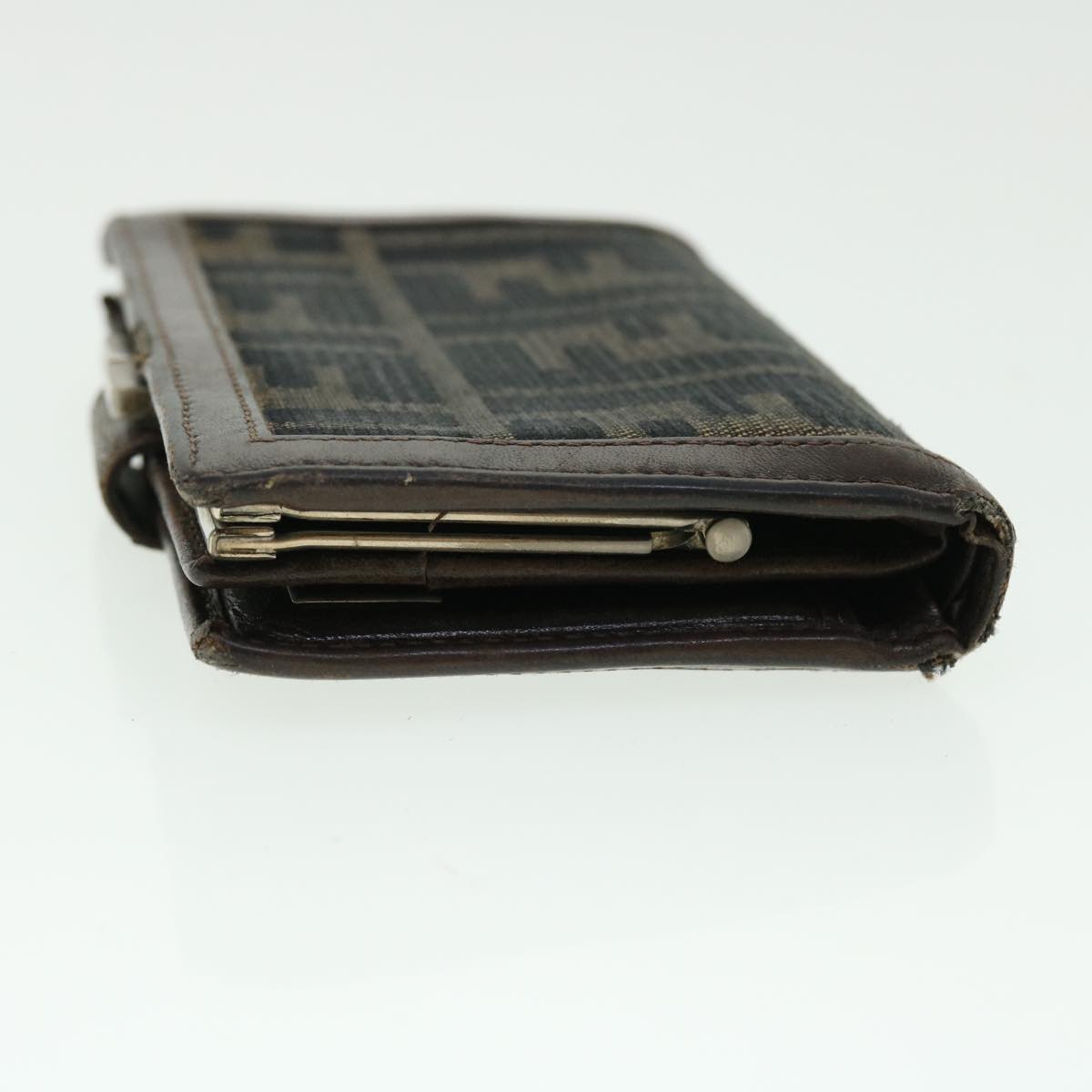 FENDI Zucca Canvas Wallet Black Brown 50849