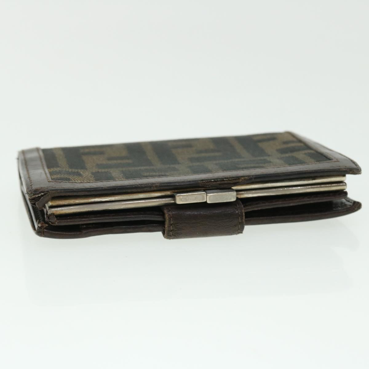 FENDI Zucca Canvas Wallet Black Brown 50849