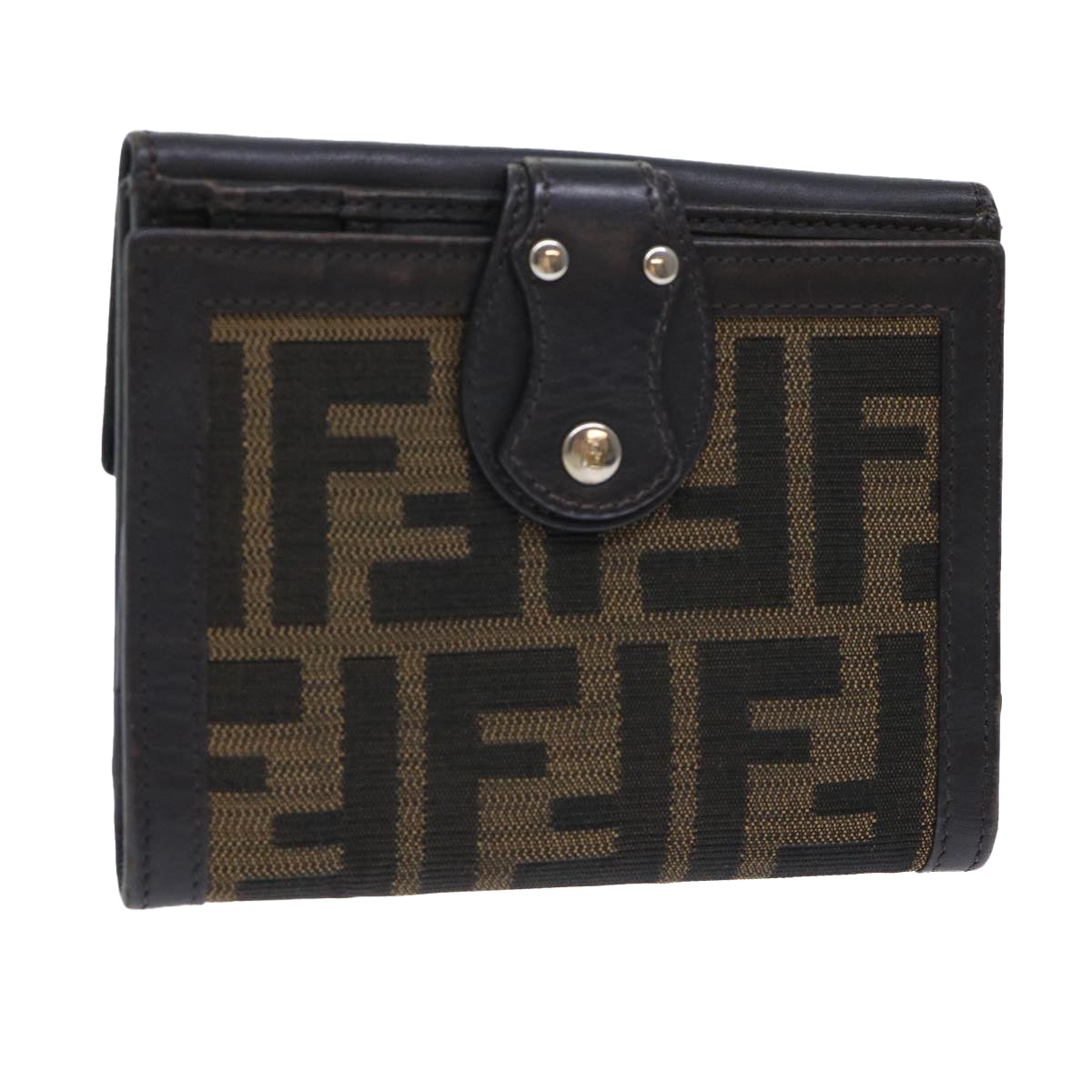 FENDI Zucca Canvas Wallet Black Brown 50855