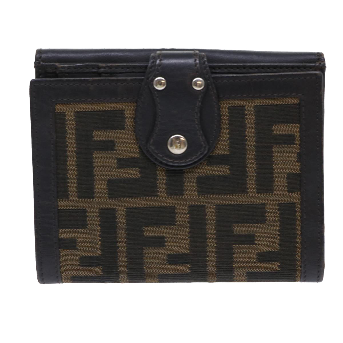 FENDI Zucca Canvas Wallet Black Brown 50855