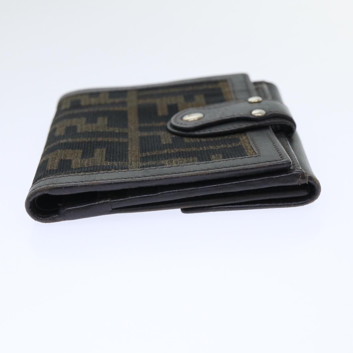 FENDI Zucca Canvas Wallet Black Brown 50855