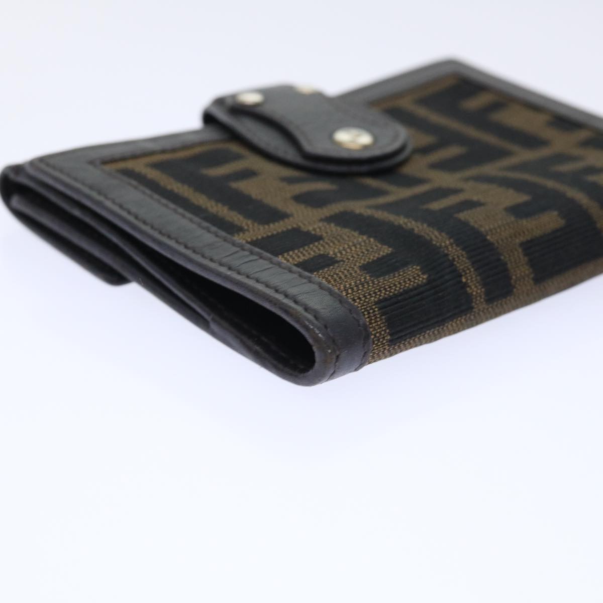 FENDI Zucca Canvas Wallet Black Brown 50855