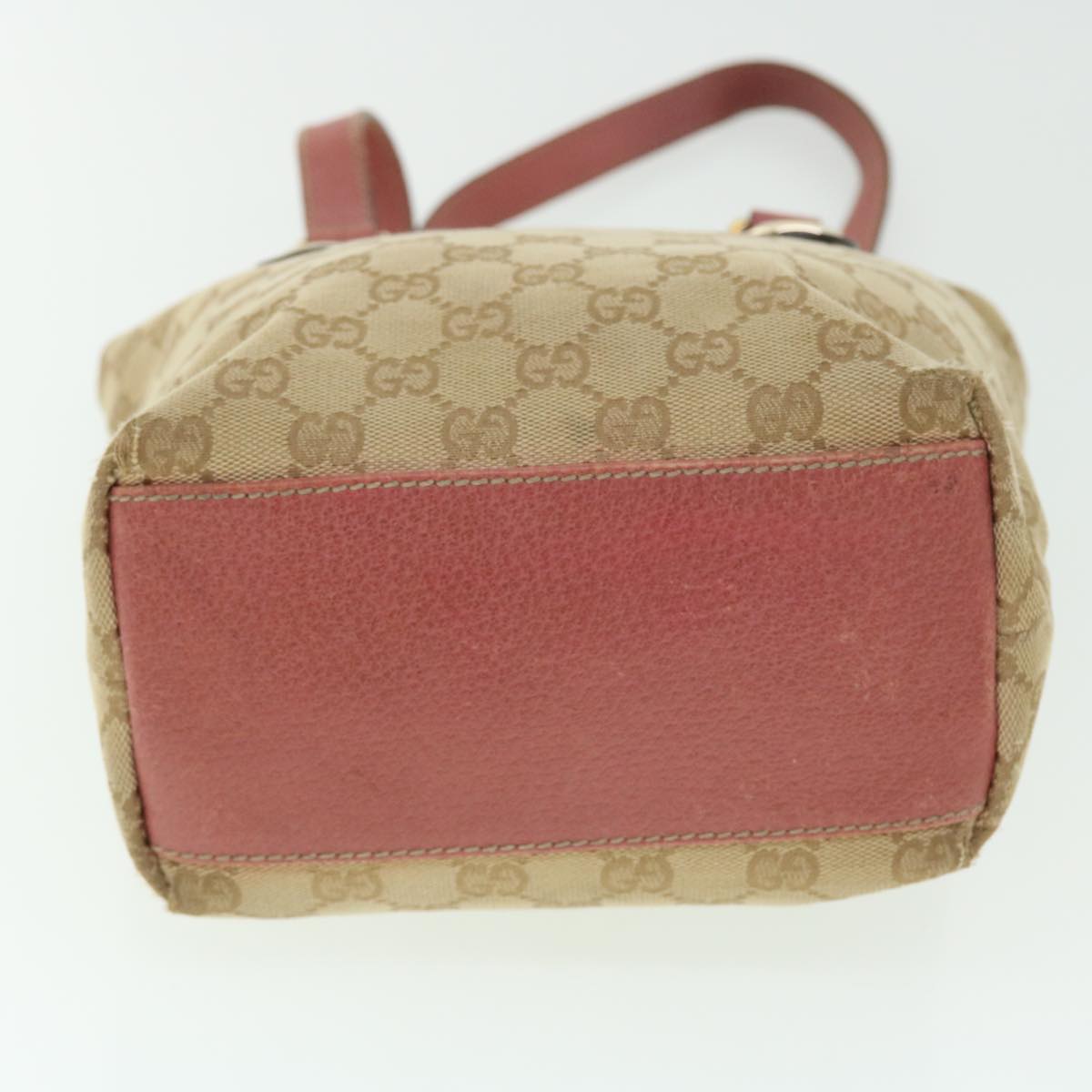 GUCCI GG Canvas Tote Bag Leather Beige Pink 153361 302982 50981