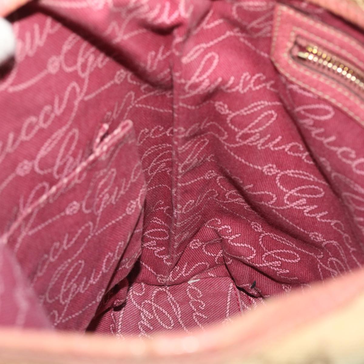 GUCCI GG Canvas Tote Bag Leather Beige Pink 153361 302982 50981