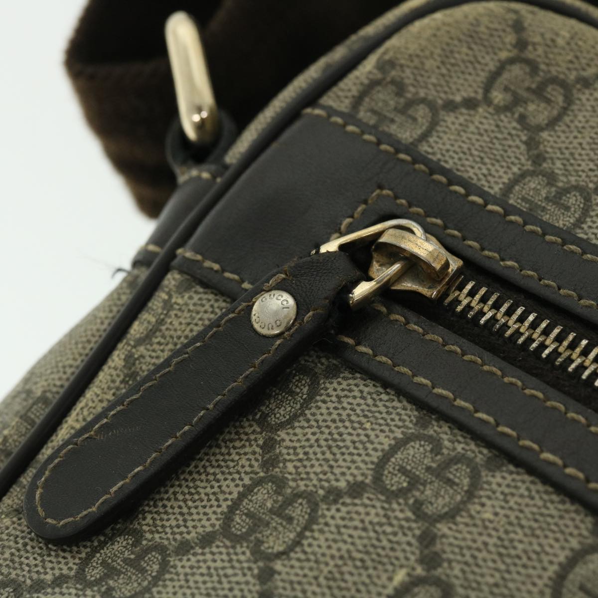 GUCCI GG Supreme Shoulder Bag PVC Leather Beige 201448 520981 50987