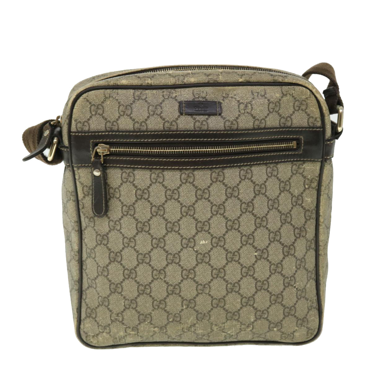 GUCCI GG Supreme Shoulder Bag PVC Leather Beige 201448 520981 50987