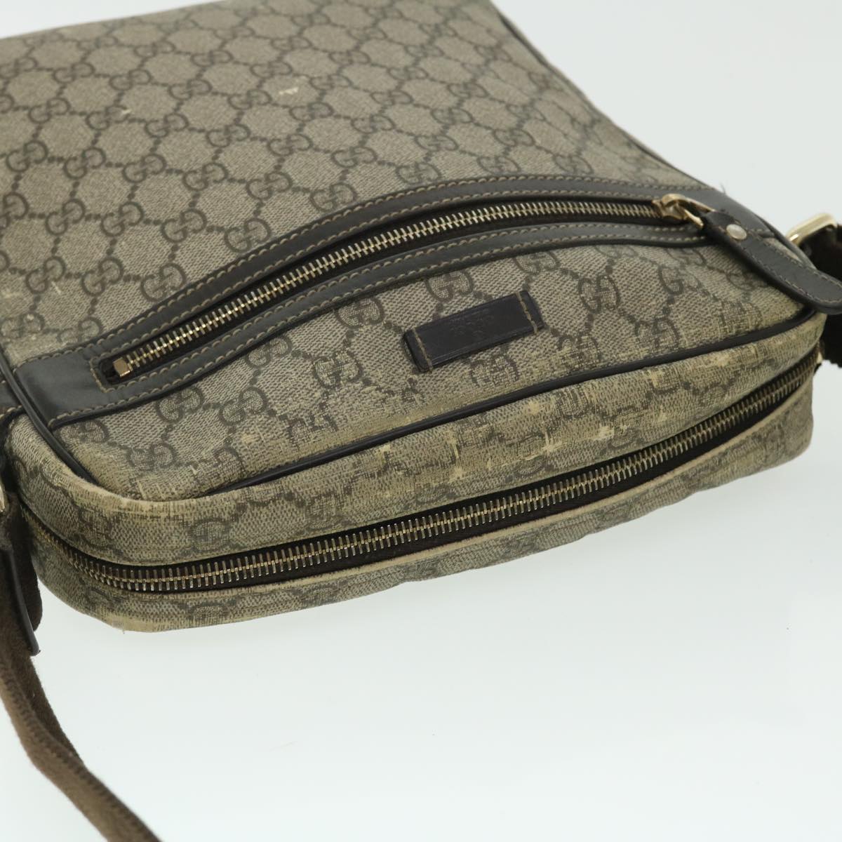 GUCCI GG Supreme Shoulder Bag PVC Leather Beige 201448 520981 50987
