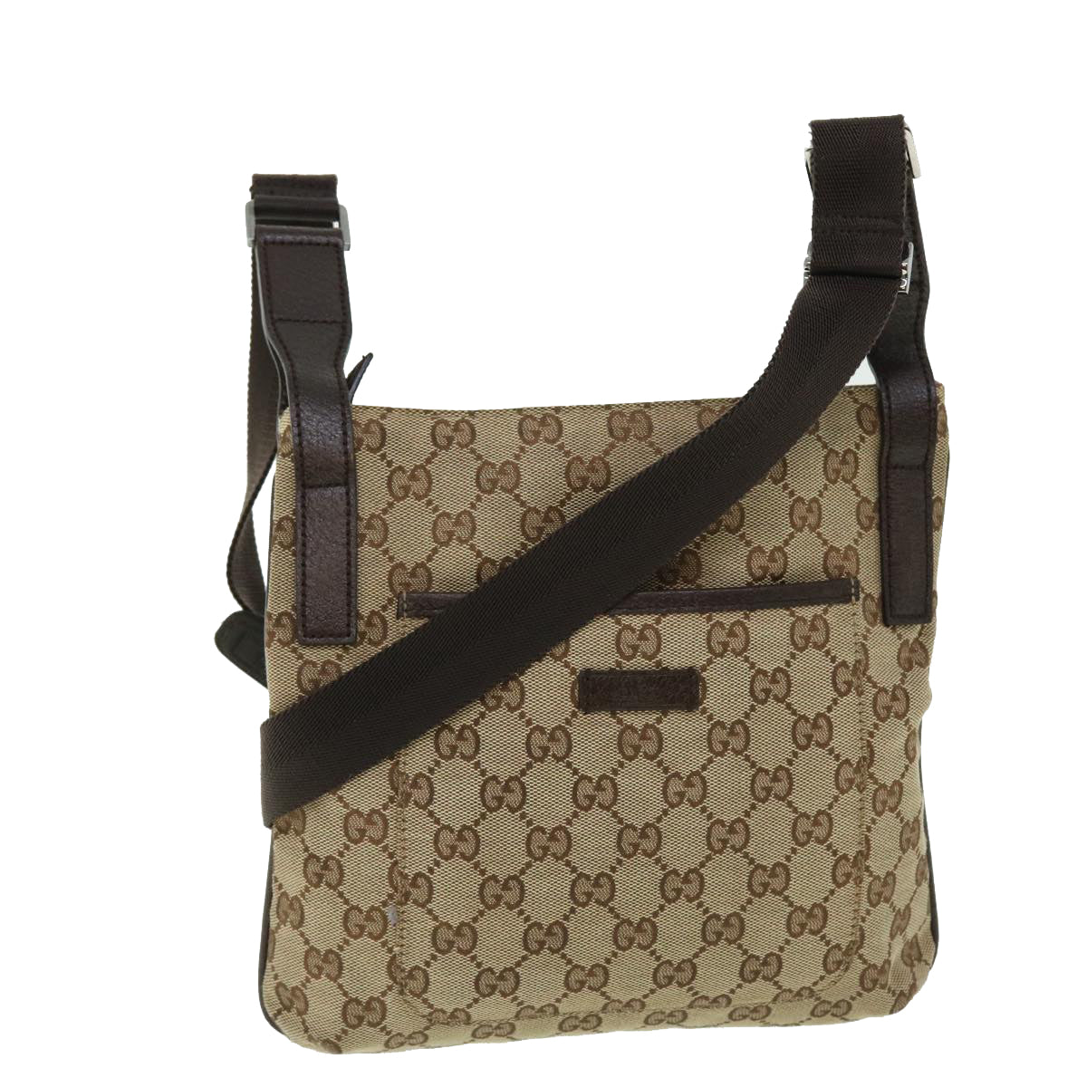 GUCCI GG Canvas Shoulder Bag Leather Beige 122793 467891 50988