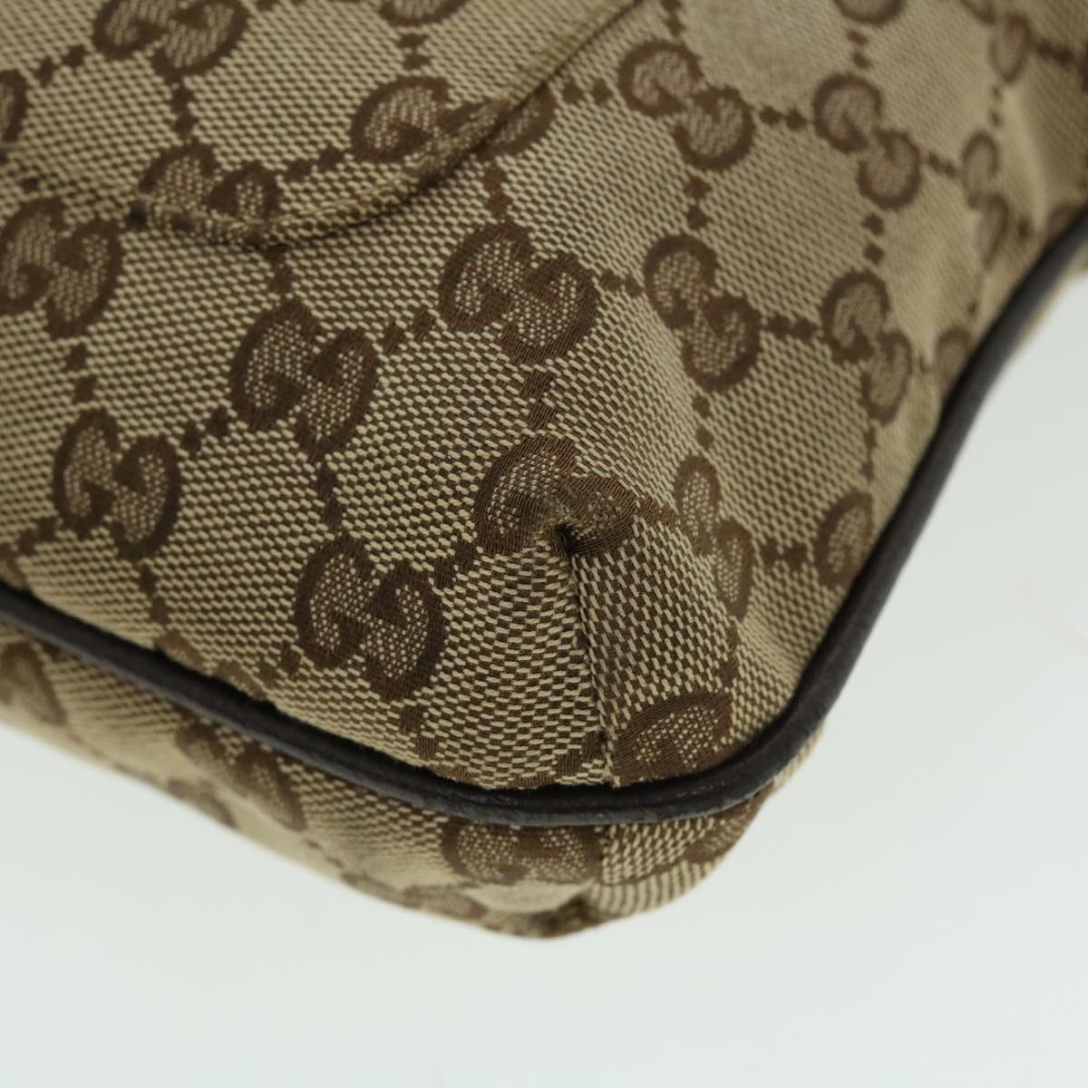 GUCCI GG Canvas Shoulder Bag Leather Beige 122793 467891 50988