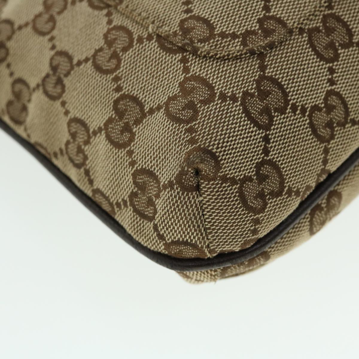 GUCCI GG Canvas Shoulder Bag Leather Beige 122793 467891 50988