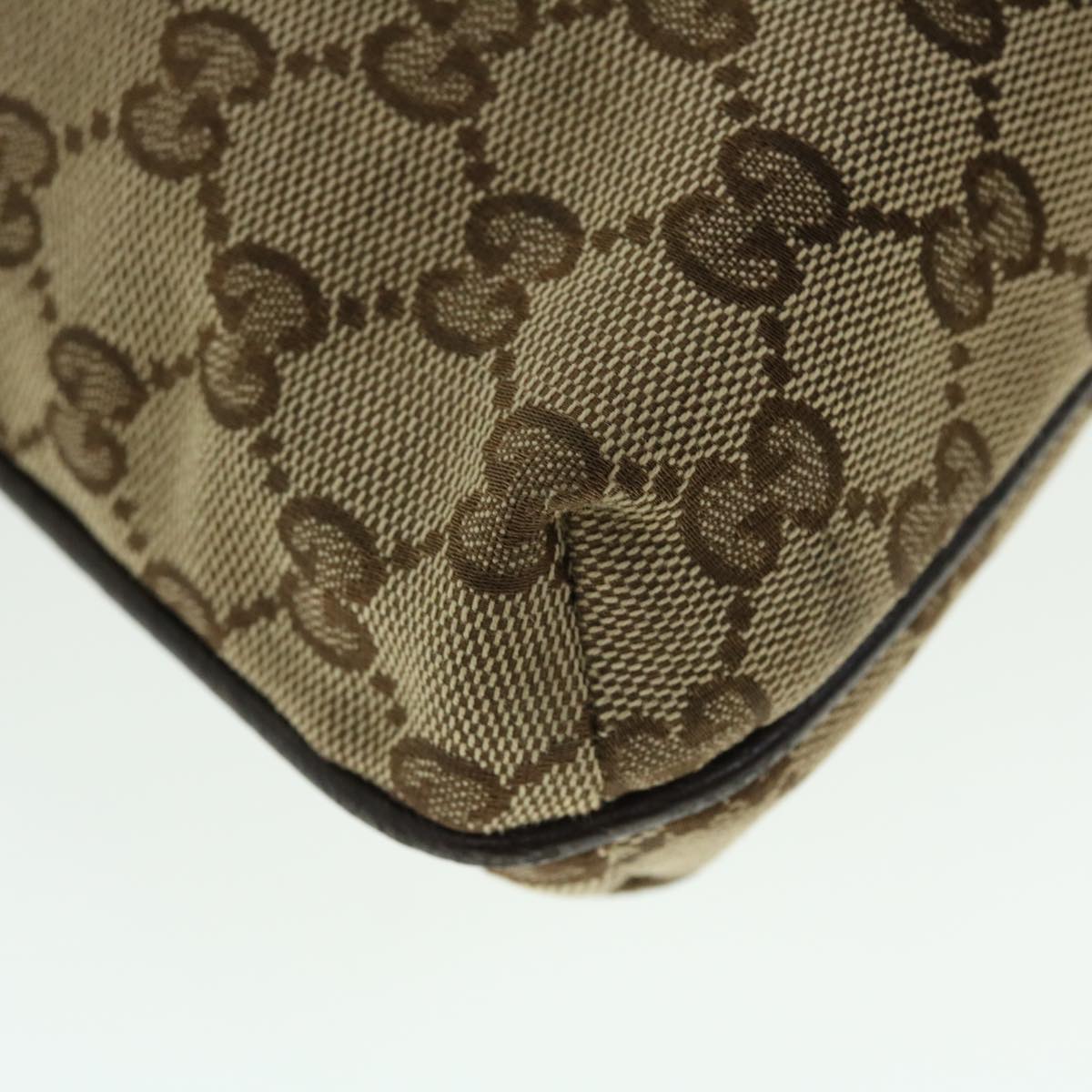 GUCCI GG Canvas Shoulder Bag Leather Beige 122793 467891 50988