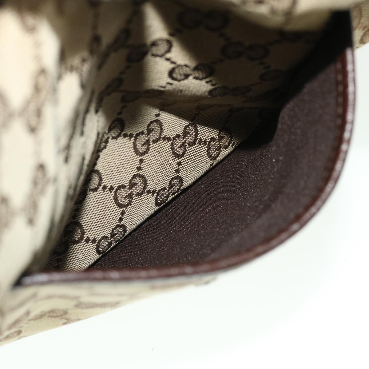 GUCCI GG Canvas Shoulder Bag Leather Beige 122793 467891 50988