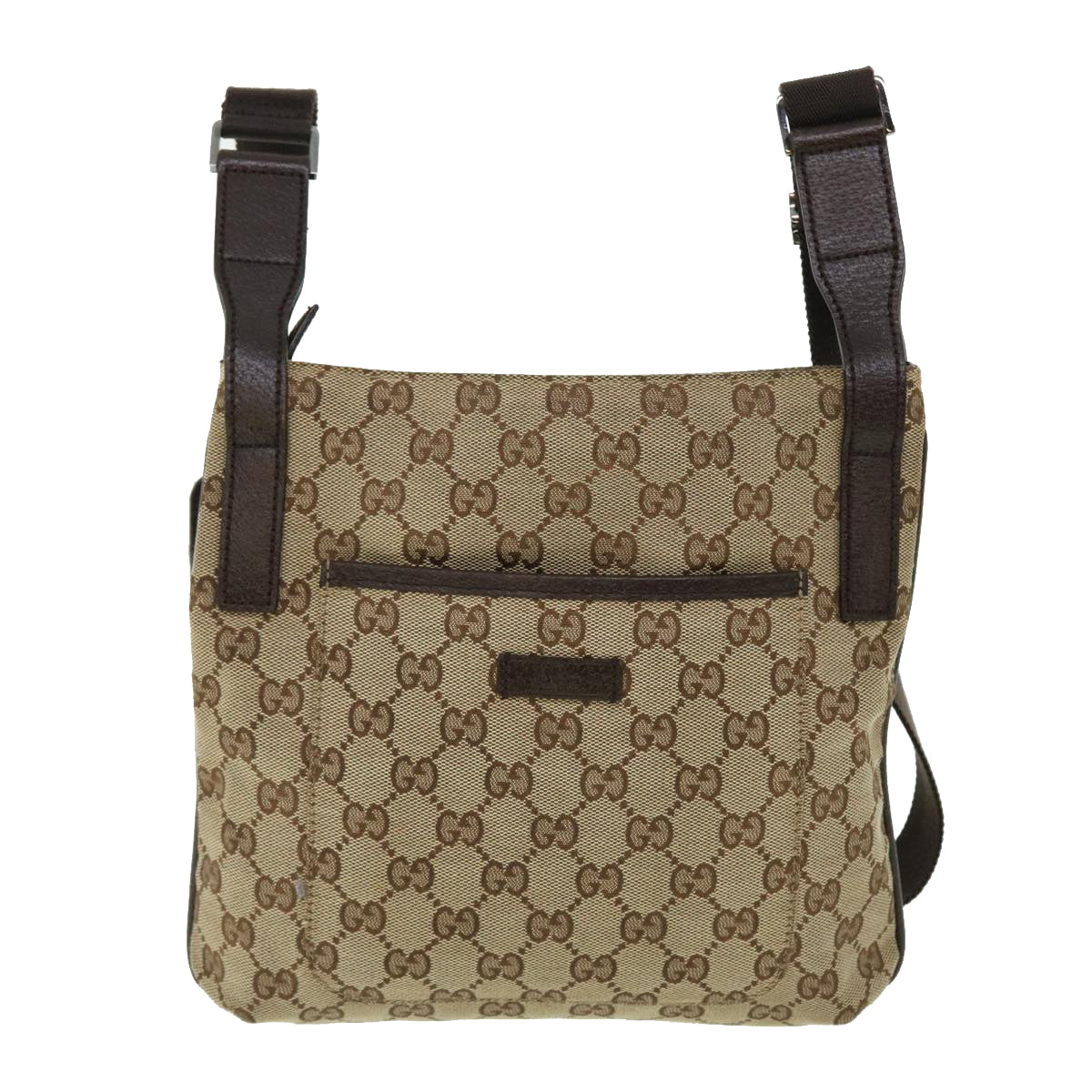 GUCCI GG Canvas Shoulder Bag Leather Beige 122793 467891 50988