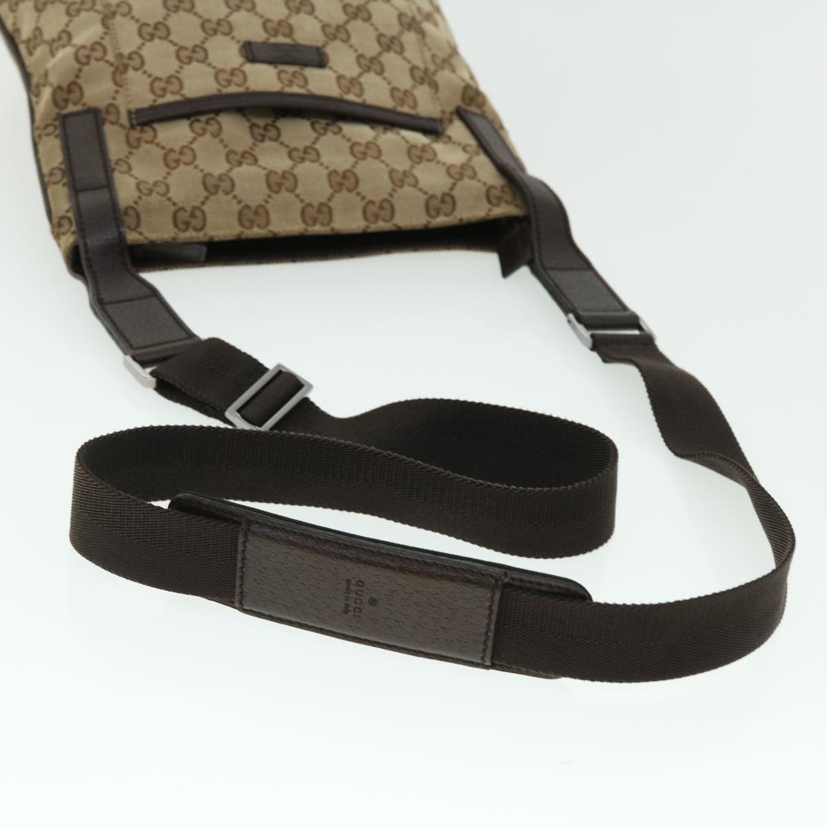 GUCCI GG Canvas Shoulder Bag Leather Beige 122793 467891 50988