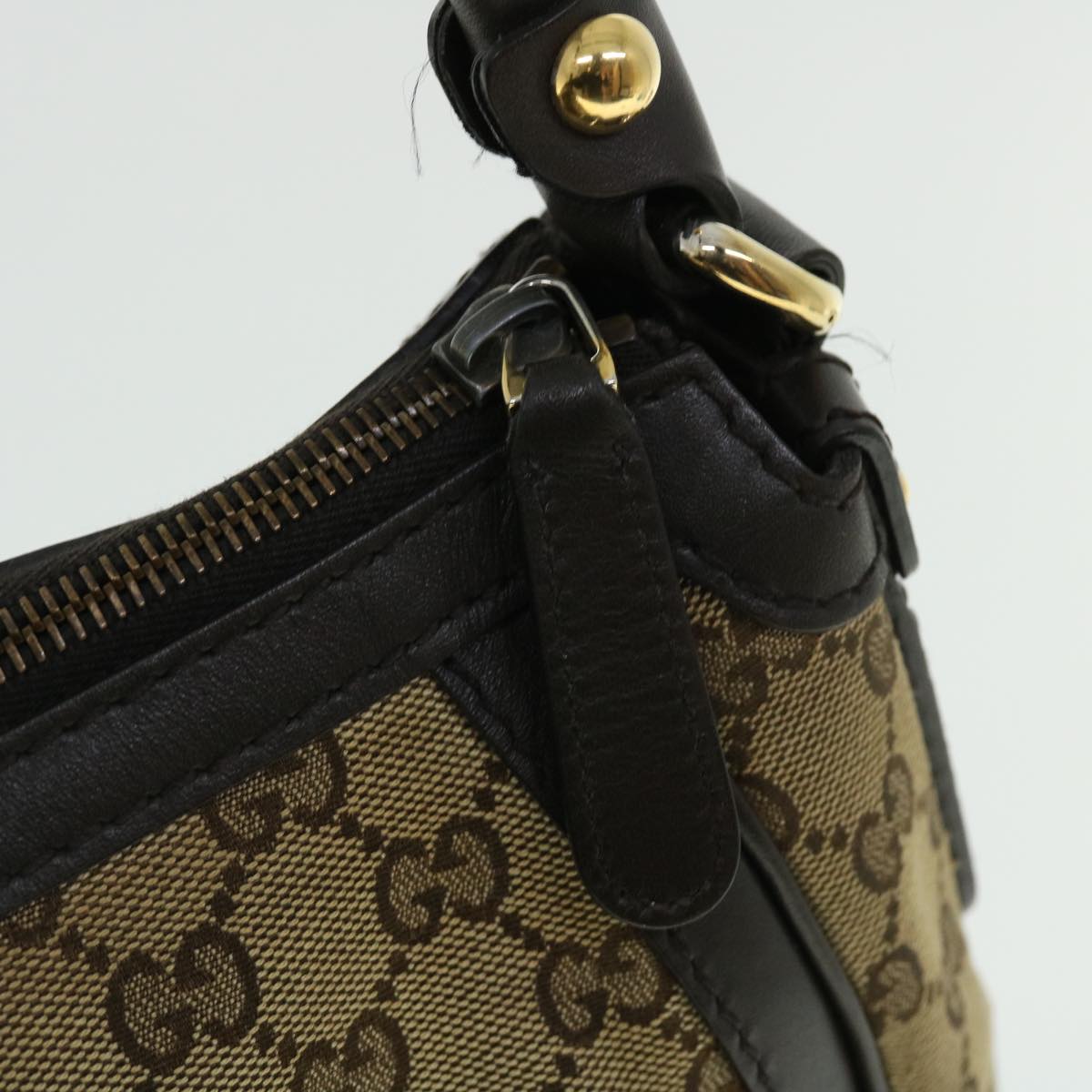 GUCCI GG Canvas Shoulder Bag Leather Beige Brown 232297 520981 50992