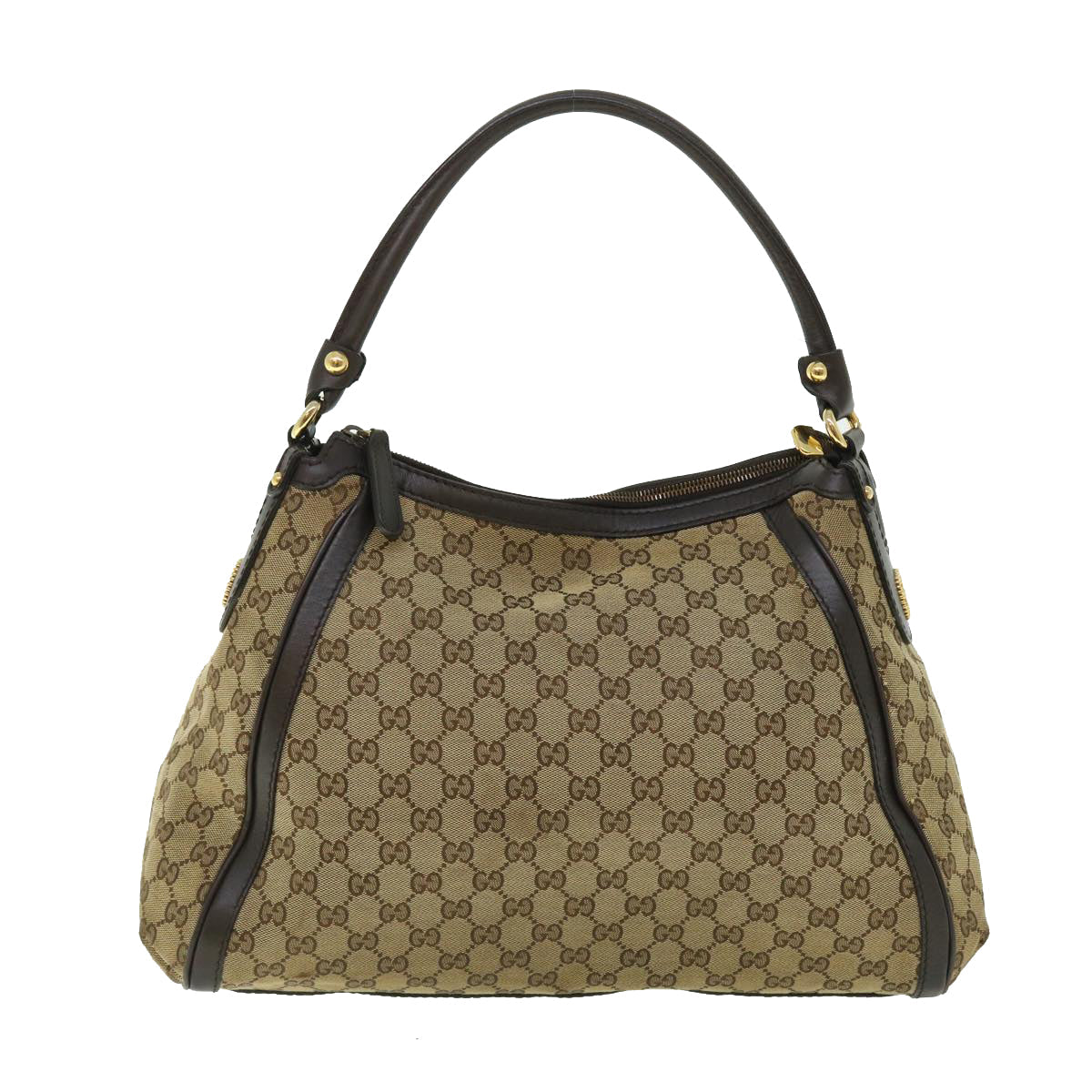 GUCCI GG Canvas Shoulder Bag Leather Beige Brown 232297 520981 50992