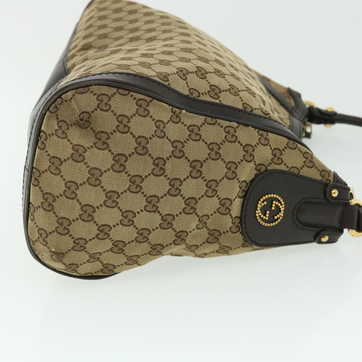 GUCCI GG Canvas Shoulder Bag Leather Beige Brown 232297 520981 50992