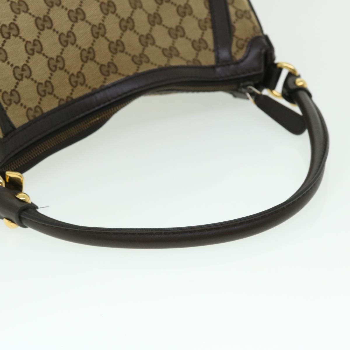 GUCCI GG Canvas Shoulder Bag Leather Beige Brown 232297 520981 50992