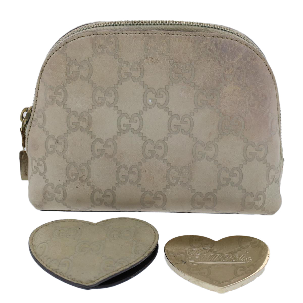 GUCCI GG Canvas Guccissima Pouch White 50993