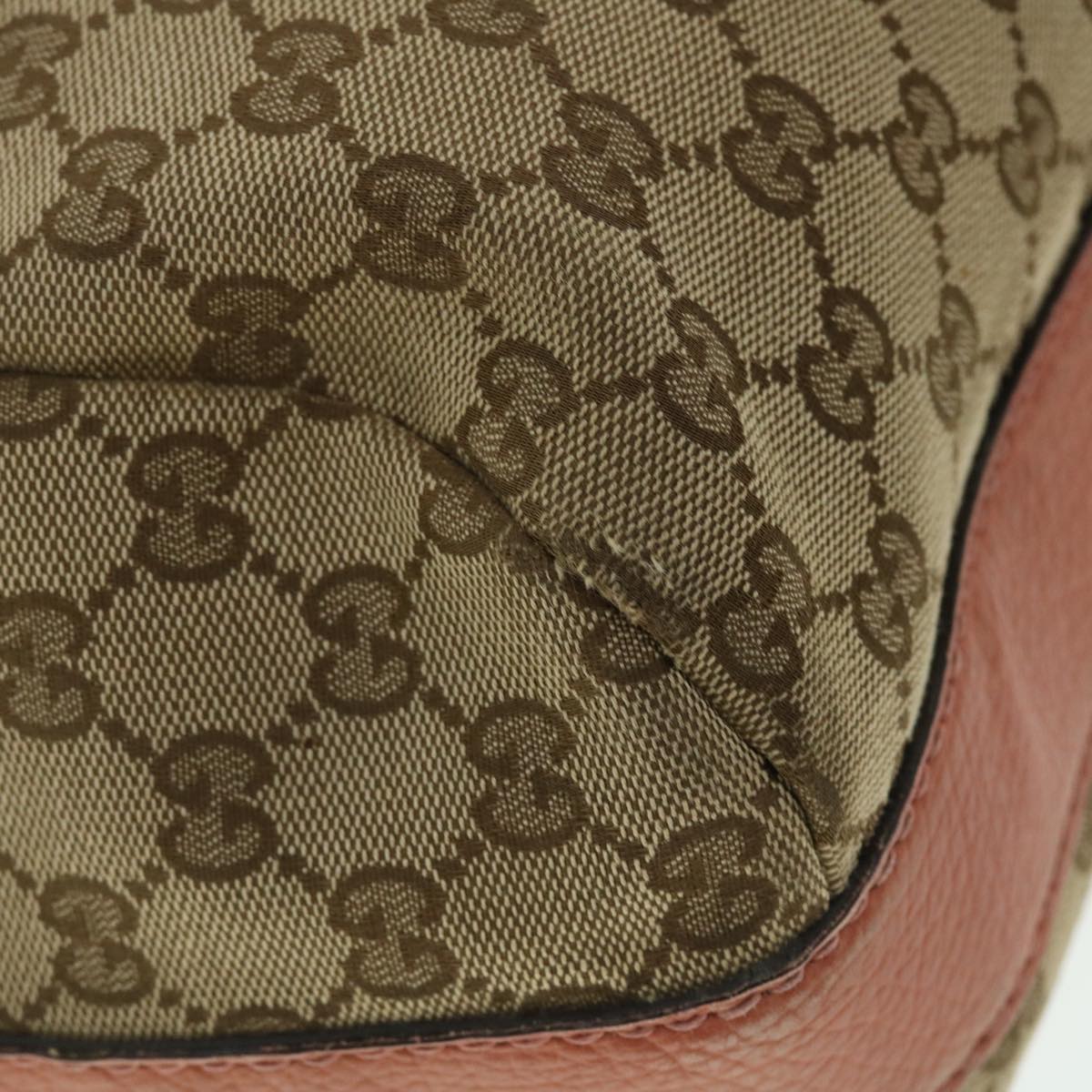 GUCCI GG Canvas Bamboo Shoulder Bag Leather Beige Pink 257090 002058 50998