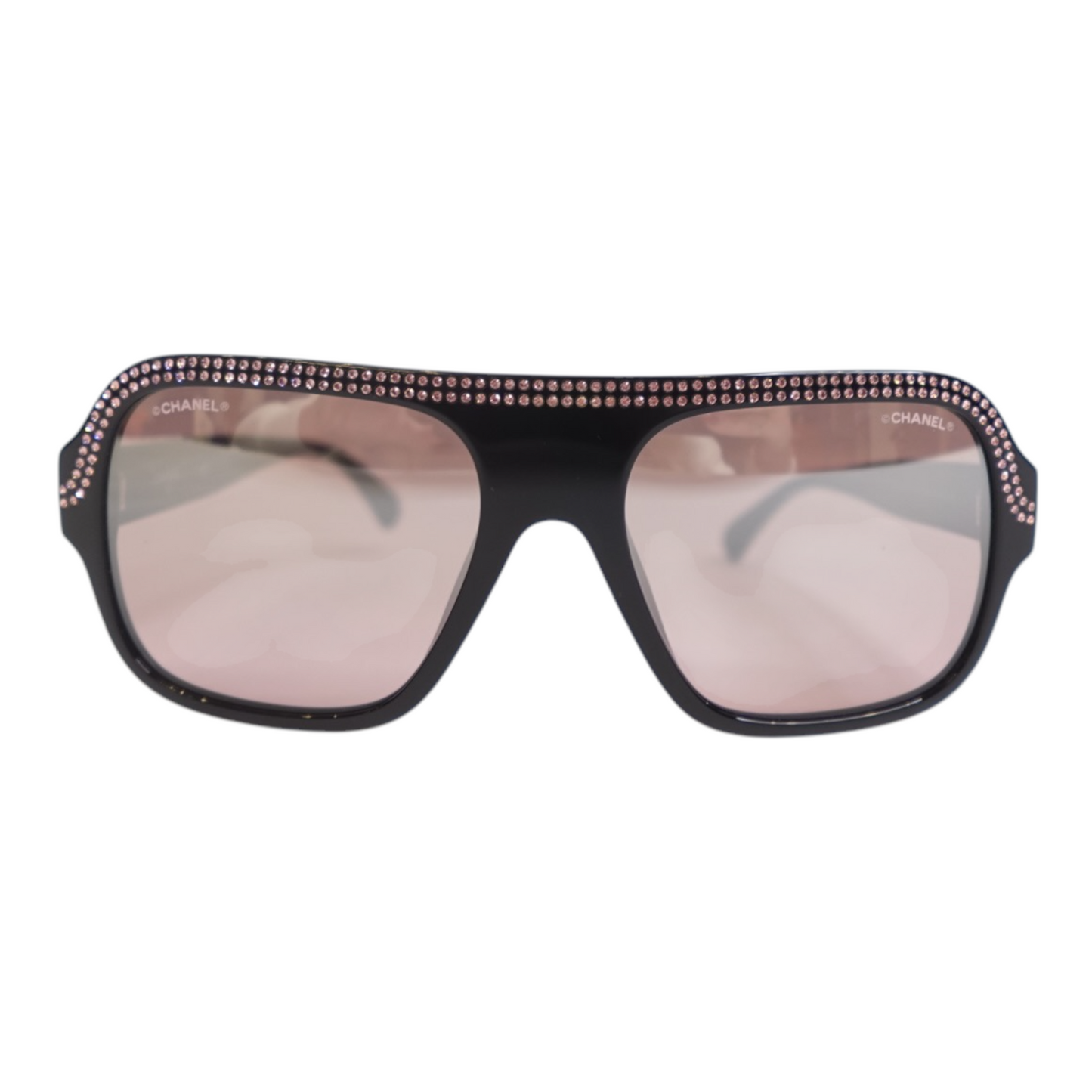 Chanel Pink Rhinestone Aviator Sunglasses
