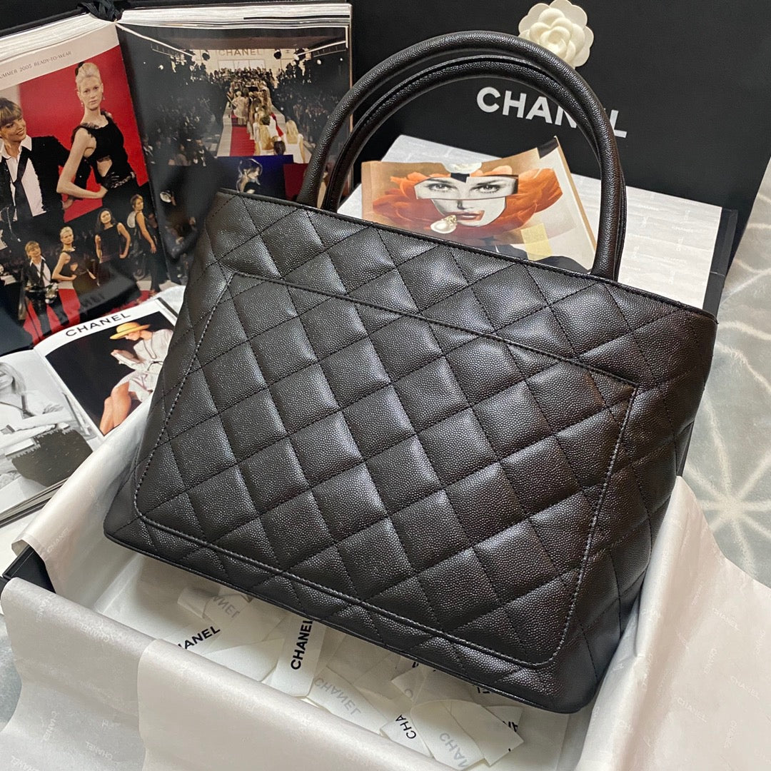 CHLMedallion Tote Gold Hardware Caviar Black For Women Handbags, Shoulder Bags 15.6in/32cm