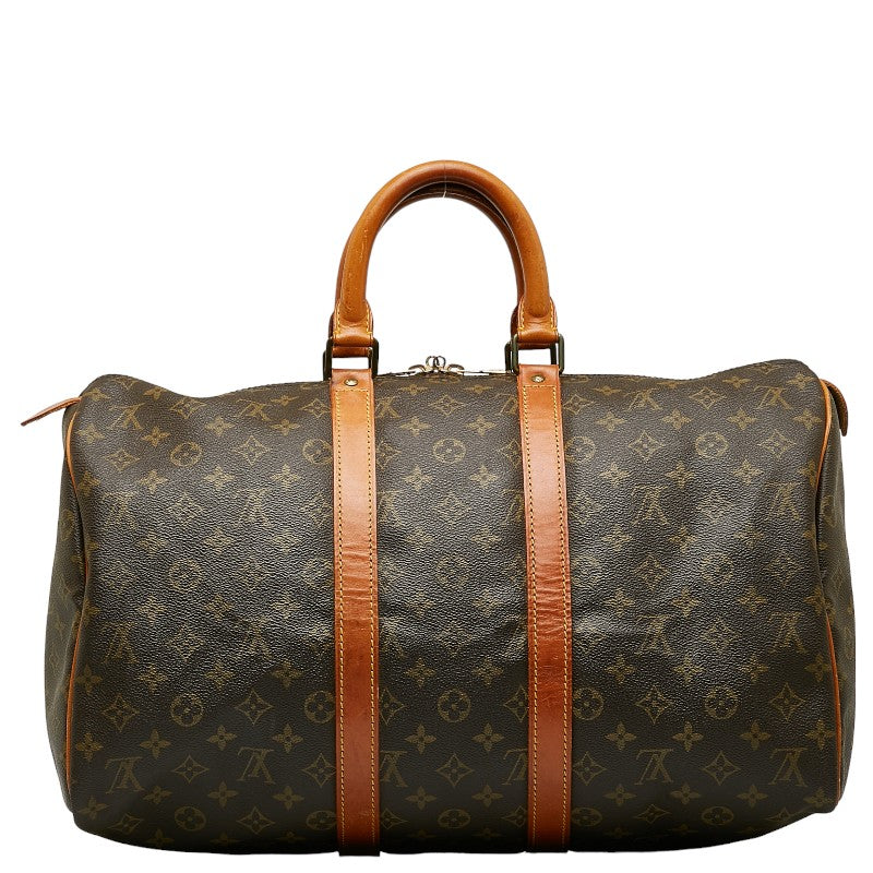 Louis Vuitton Monogram Keepall 45 Boston Bag M41428 Brown PVC Leather