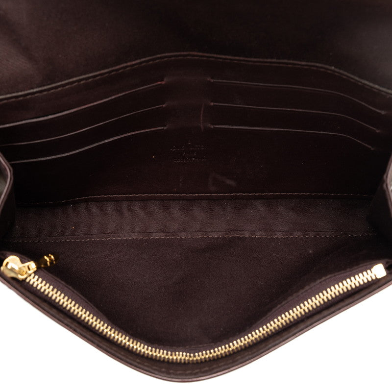 Louis Vuitton Monogram Verniss Sunset Blue Bird Chain Shoulder Bag M93542 Amarant Brown Patent Leather  Louis Vuitton
