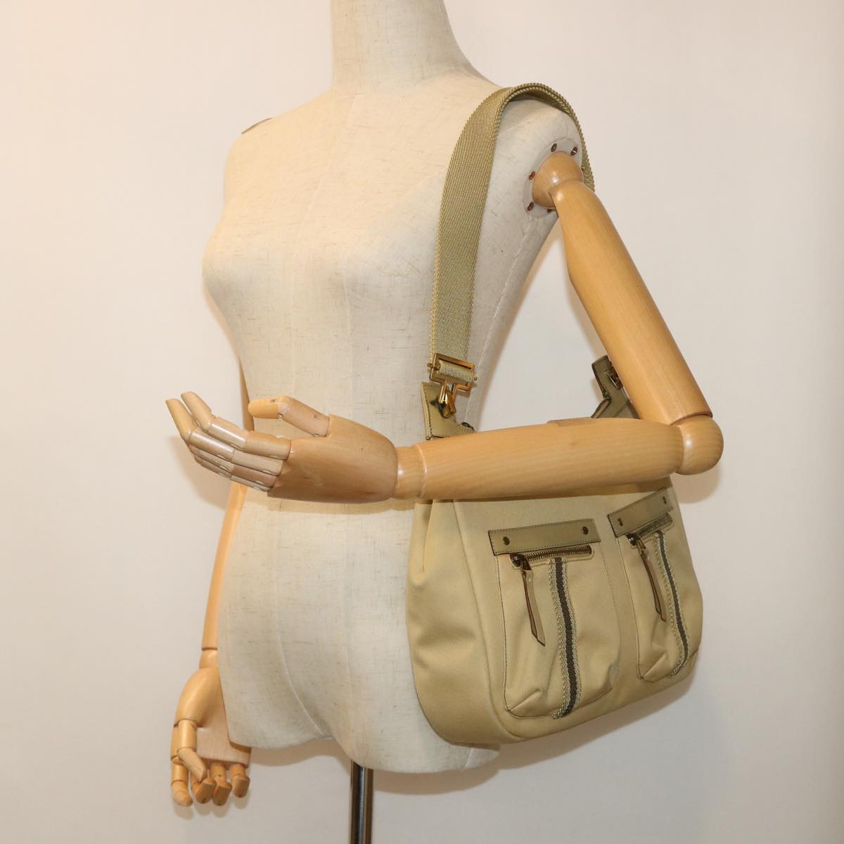 GUCCI Shoulder Bag Canvas Beige 90762 51000
