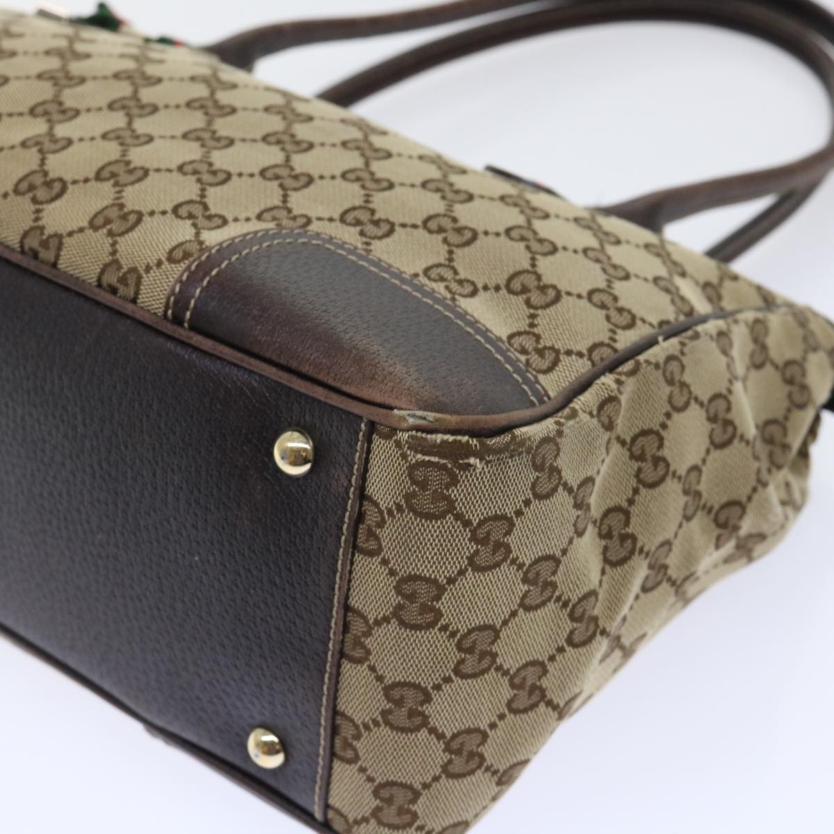 GUCCI GG Canvas Web Sherry Line Tote Bag Beige Red Green 177052 51002