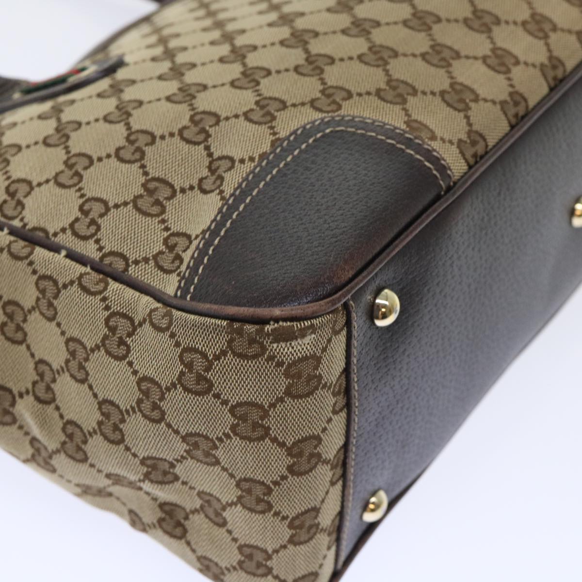 GUCCI GG Canvas Web Sherry Line Tote Bag Beige Red Green 177052 51002