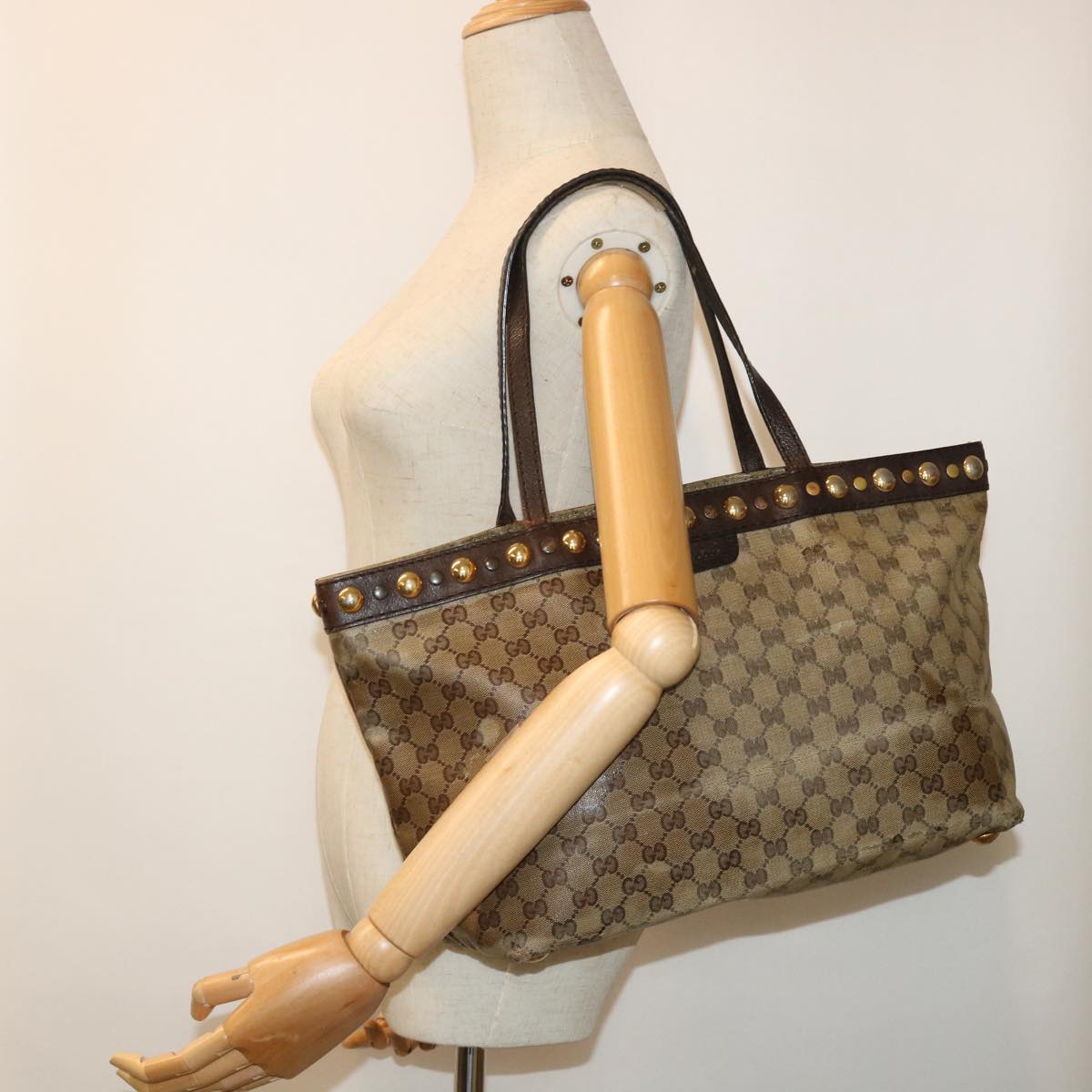 GUCCI GG Crystal Tote Bag Beige 207291 51003