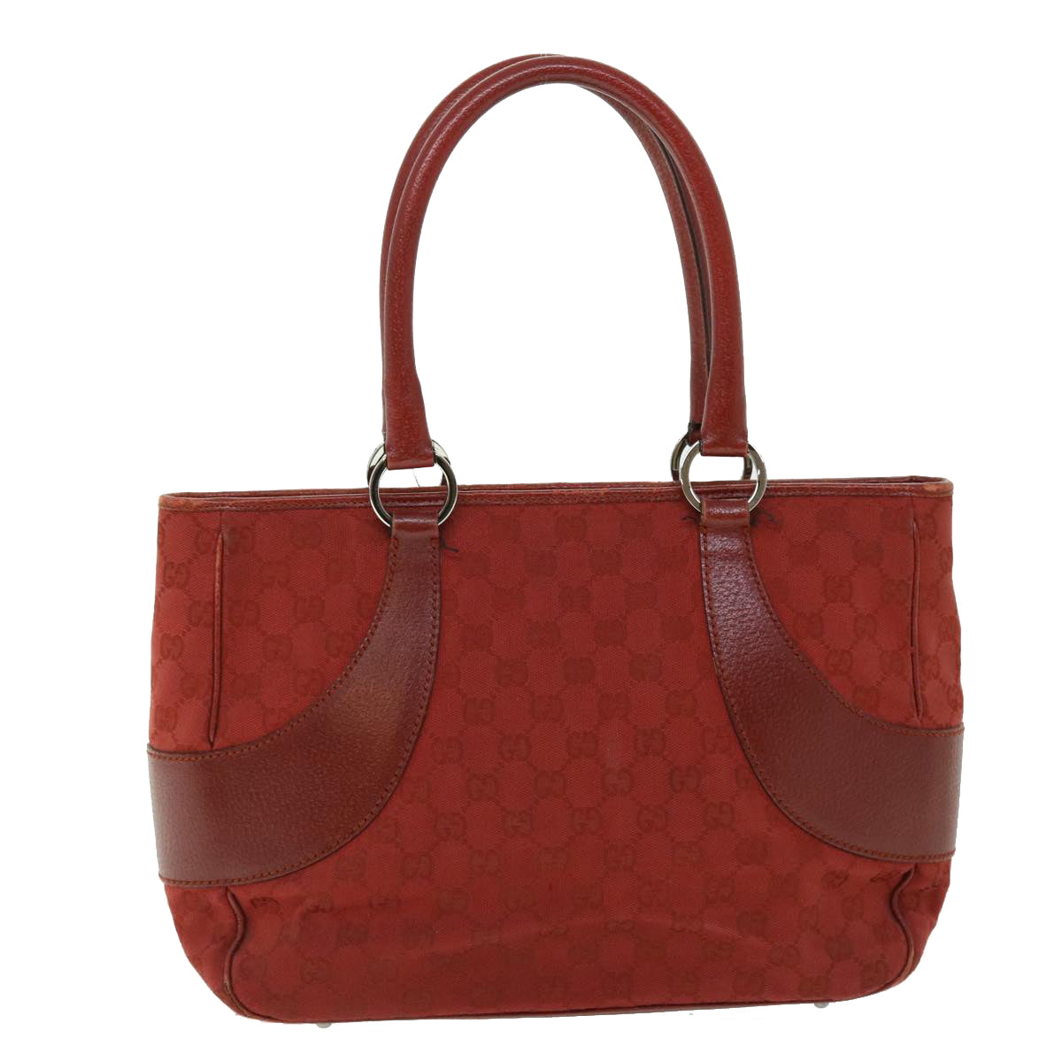 GUCCI GG Canvas Hand Bag Leather Red 113011 2684 51007